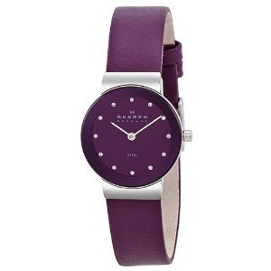 Skagen Purple Leather Womens Watch
